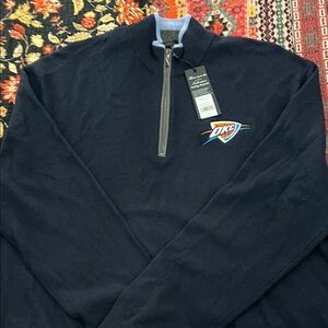 Men's Black OKC Thunder half zip wool and cashmere Sweater